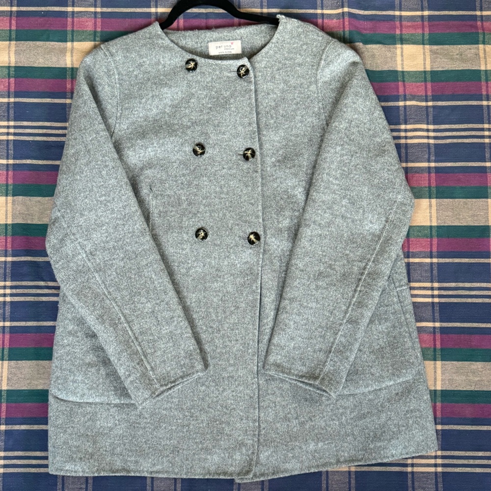 Per Una Wool Blend Pea Coat Jacket *flaw*